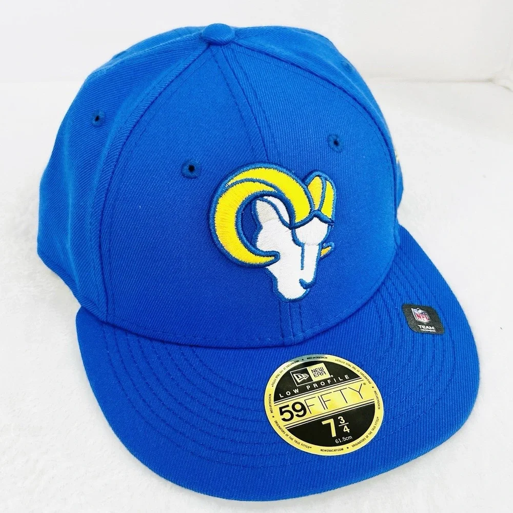 Los Angeles Rams New‎ Era Low Profile Blue 59FIFTY Fitted Hat Cap 7 3/4 NFL